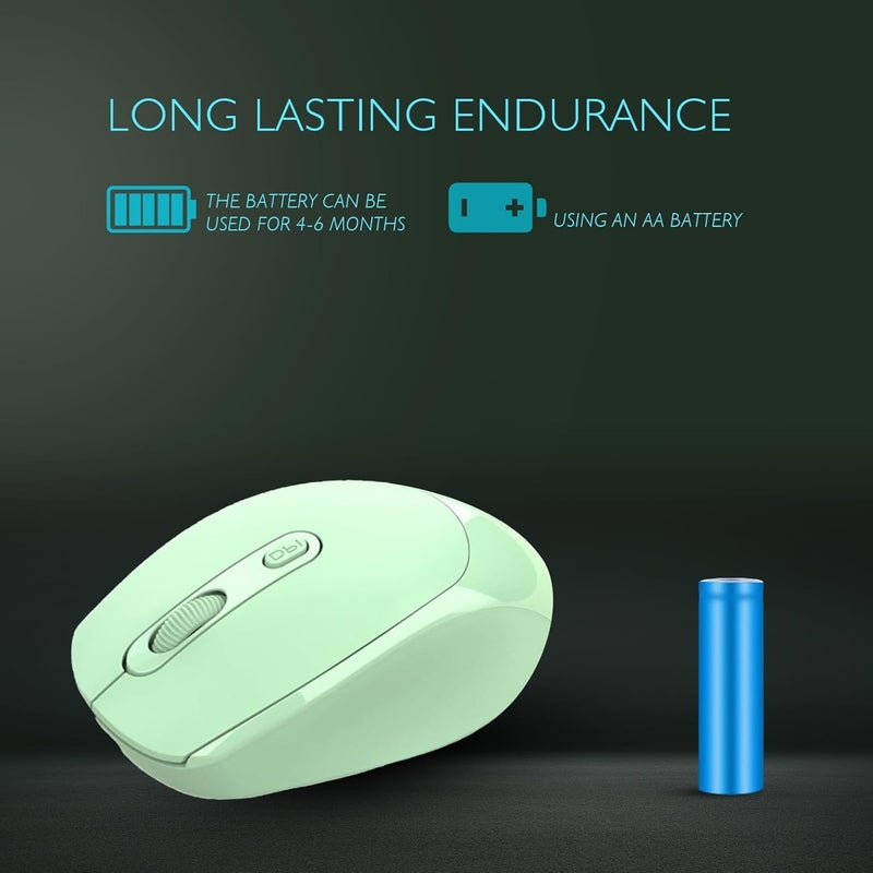 ONEUP Wireless Mouse, 2.4G, Silent, USB Nano Receiver for Laptop, Chromebook, PC, Mac, Windows and School Work （Green） - Image 4